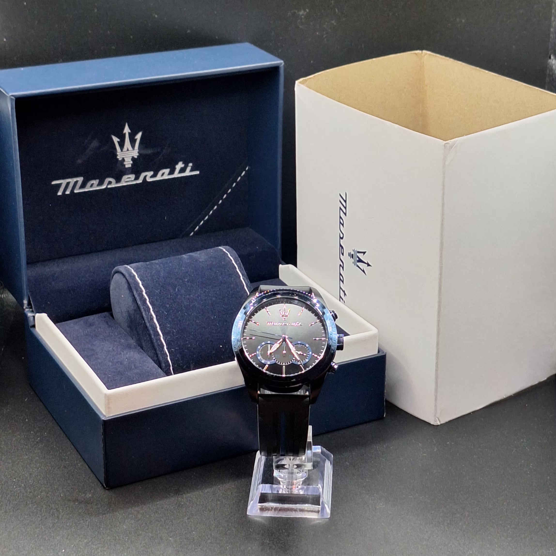 Maserati Traguardo Mens Blue Watch With Black Silicone Strap -  R8871612006