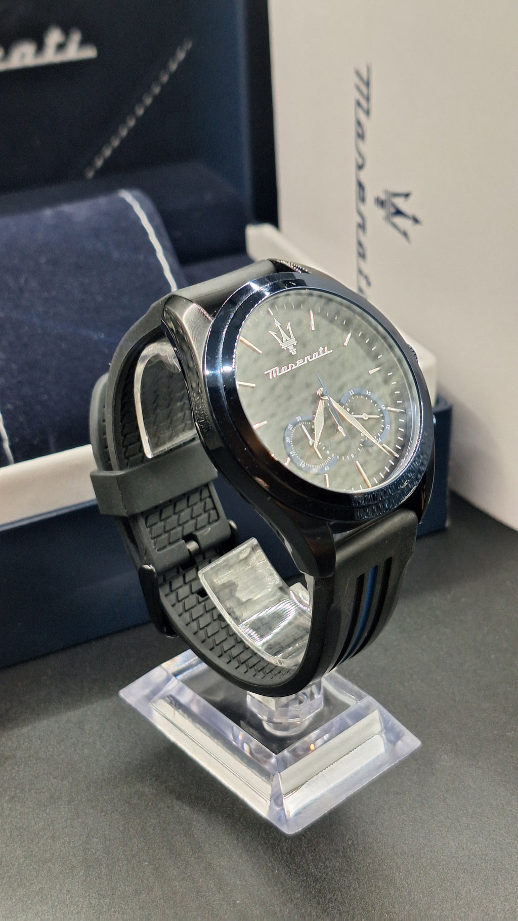 Maserati Traguardo Mens Blue Watch With Black Silicone Strap -  R8871612006