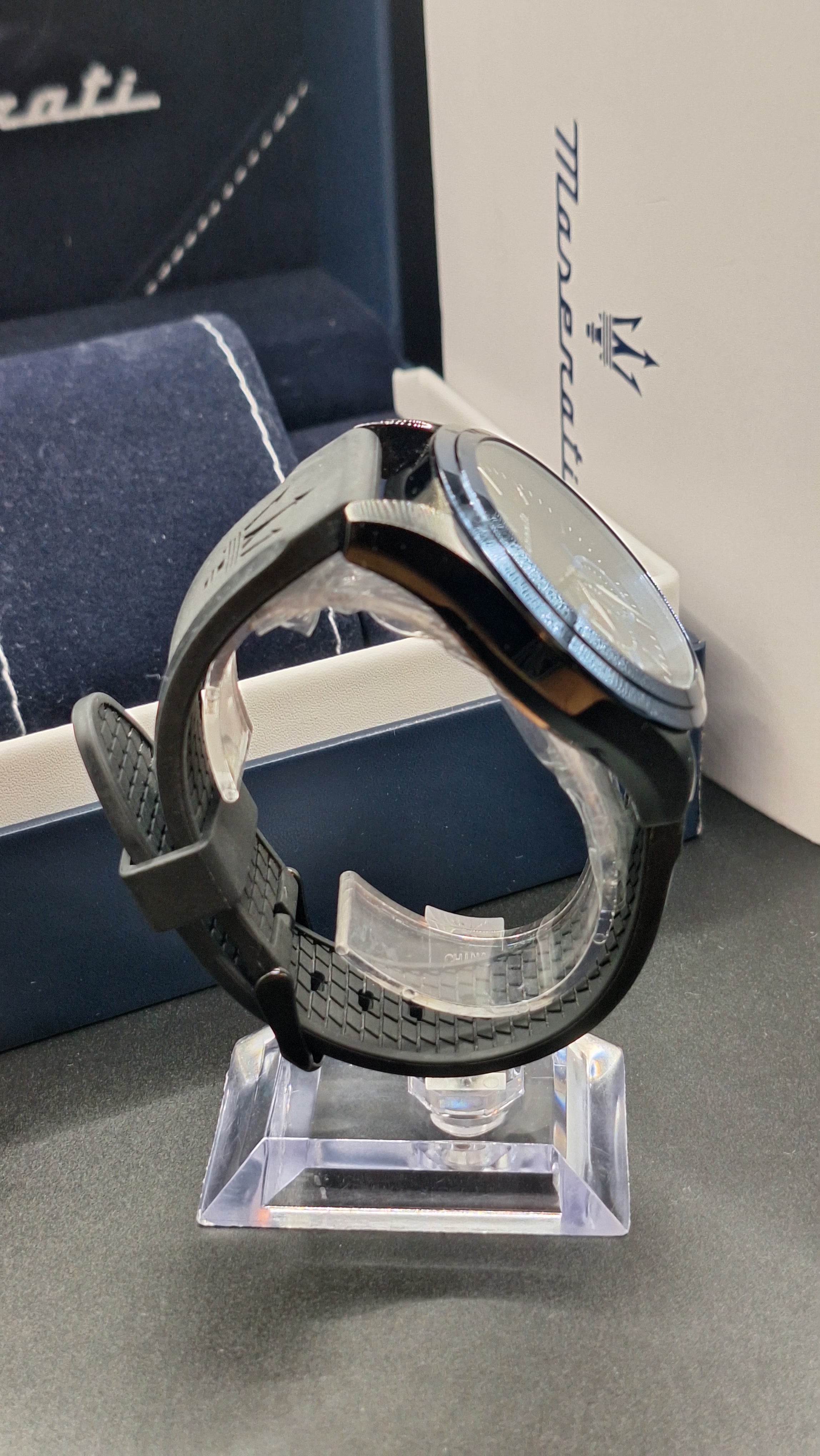 Maserati Traguardo Mens Blue Watch With Black Silicone Strap -  R8871612006