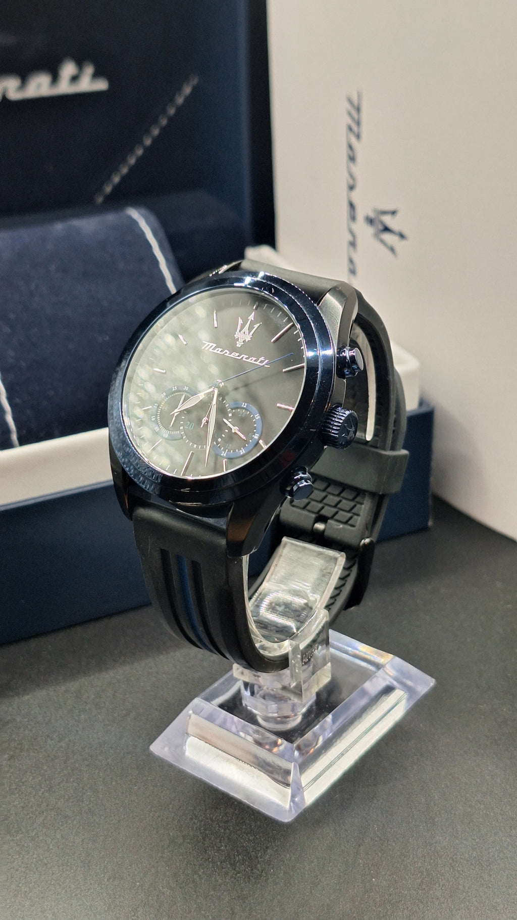 Maserati Traguardo Mens Blue Watch With Black Silicone Strap -  R8871612006