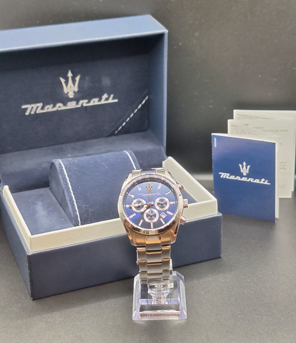 Maserati Attrazione Mens Silver Watch With Blue Dial - R8853151005