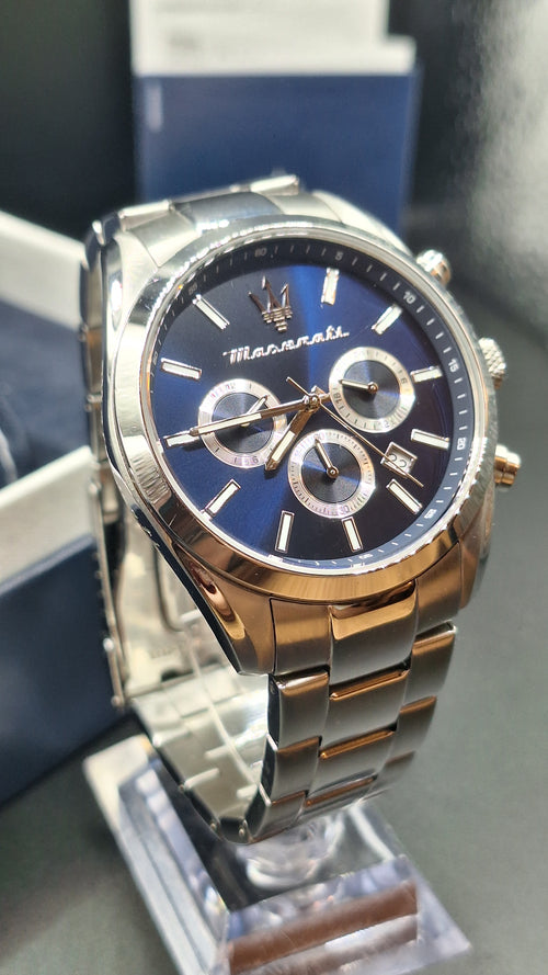 Maserati Attrazione Mens Silver Watch With Blue Dial - R8853151005