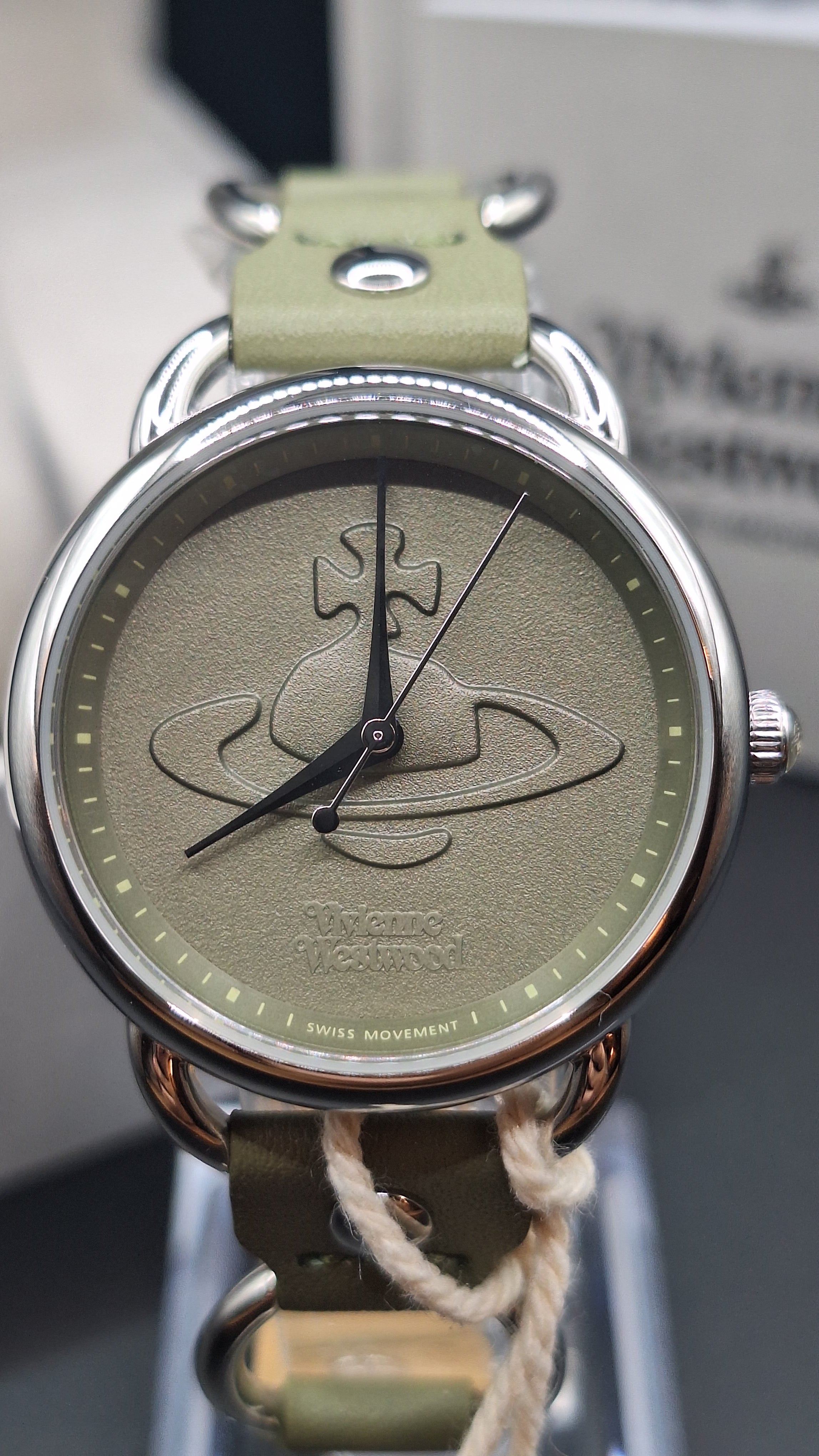 Vivienne Westwood Carnaby Ladies Olive Green Watch With Silver Loops - VV163OLSL