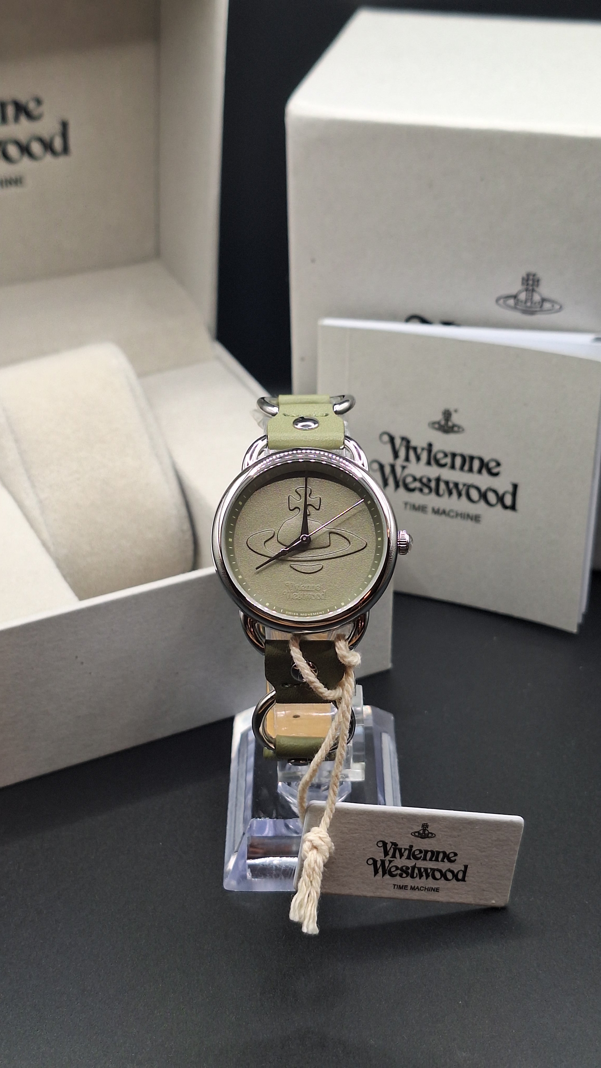 Vivienne Westwood Carnaby Ladies Olive Green Watch With Silver Loops - VV163OLSL