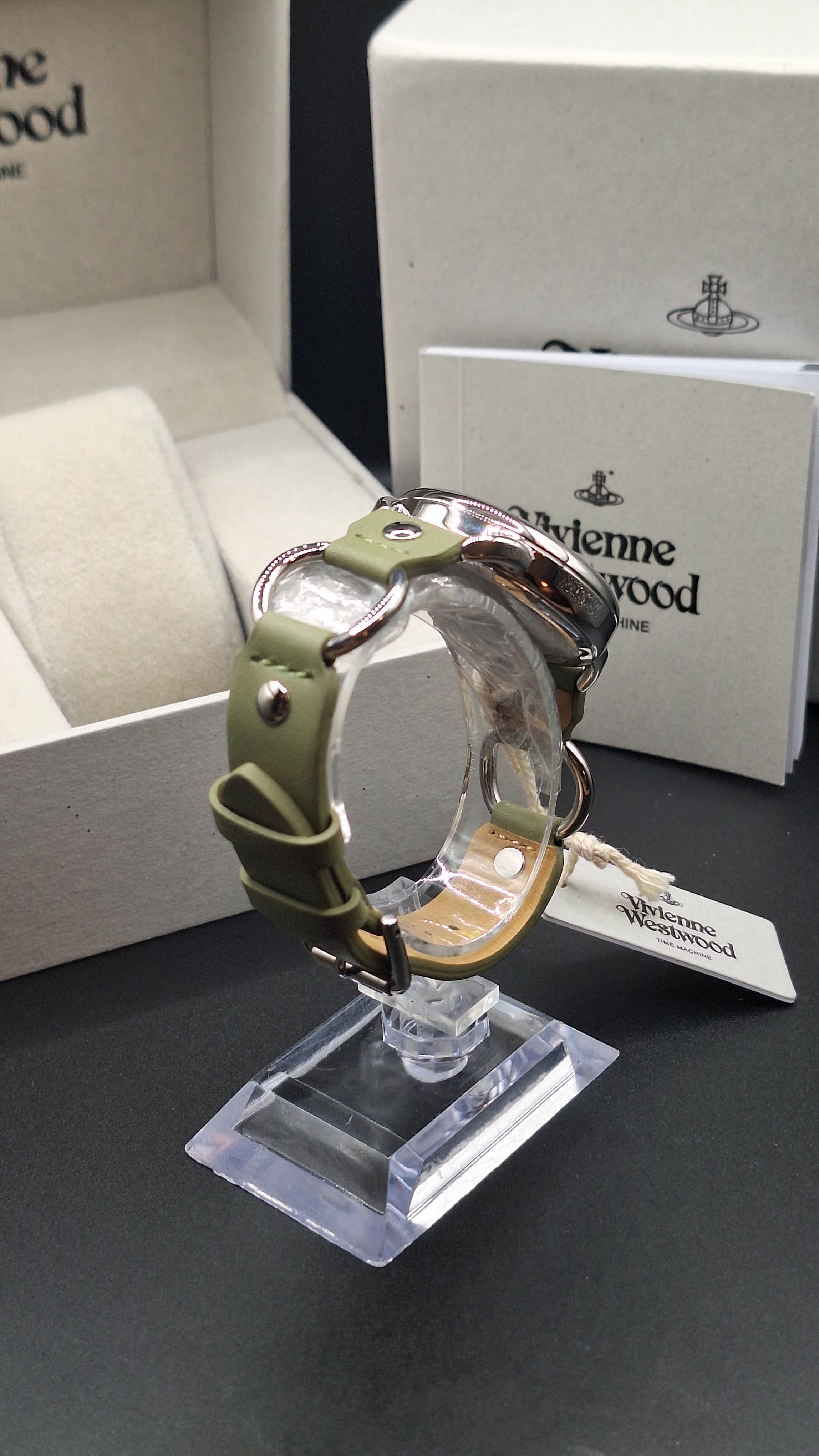 Vivienne Westwood Carnaby Ladies Olive Green Watch With Silver Loops - VV163OLSL