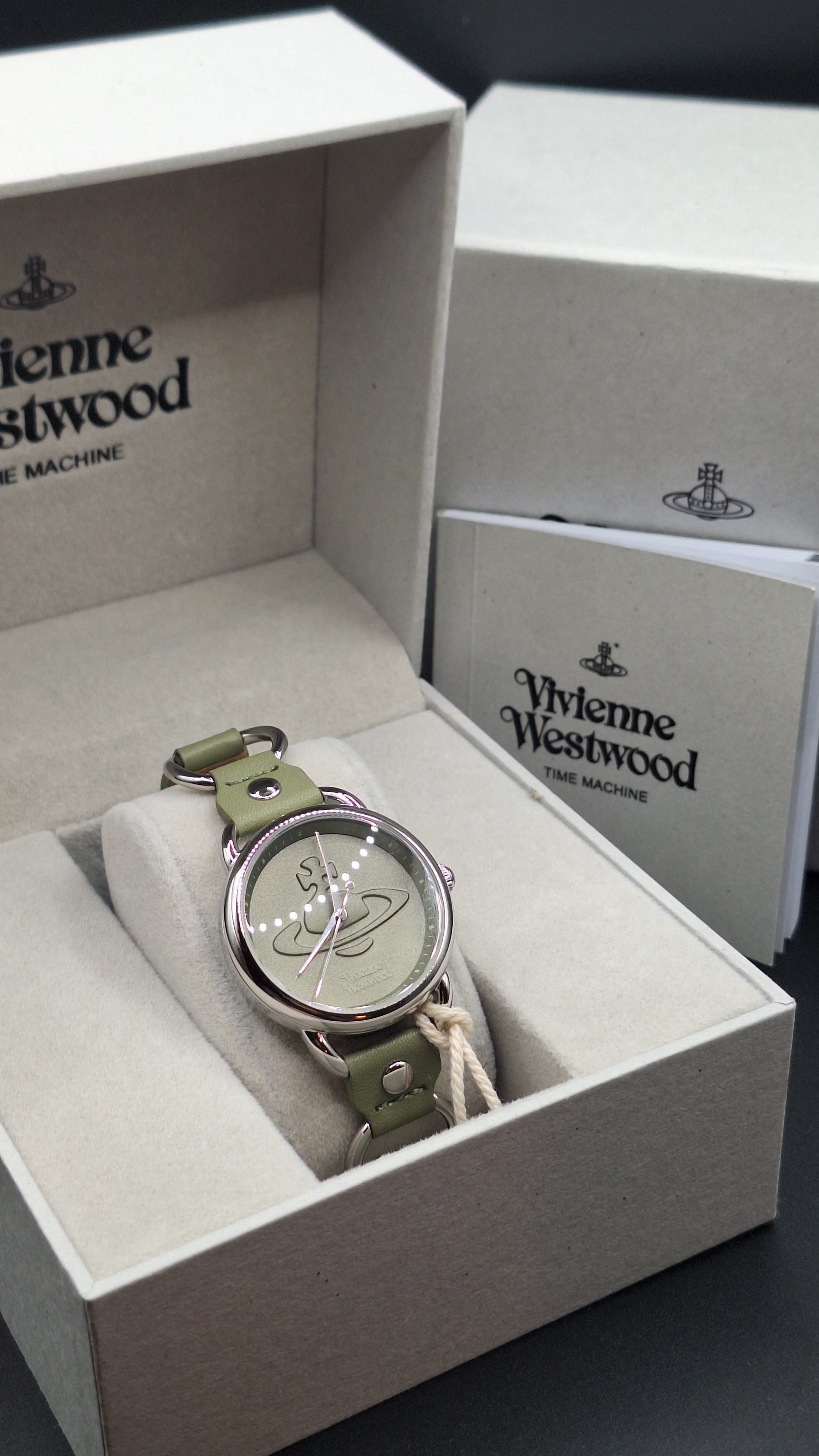 Vivienne Westwood Carnaby Ladies Olive Green Watch With Silver Loops - VV163OLSL