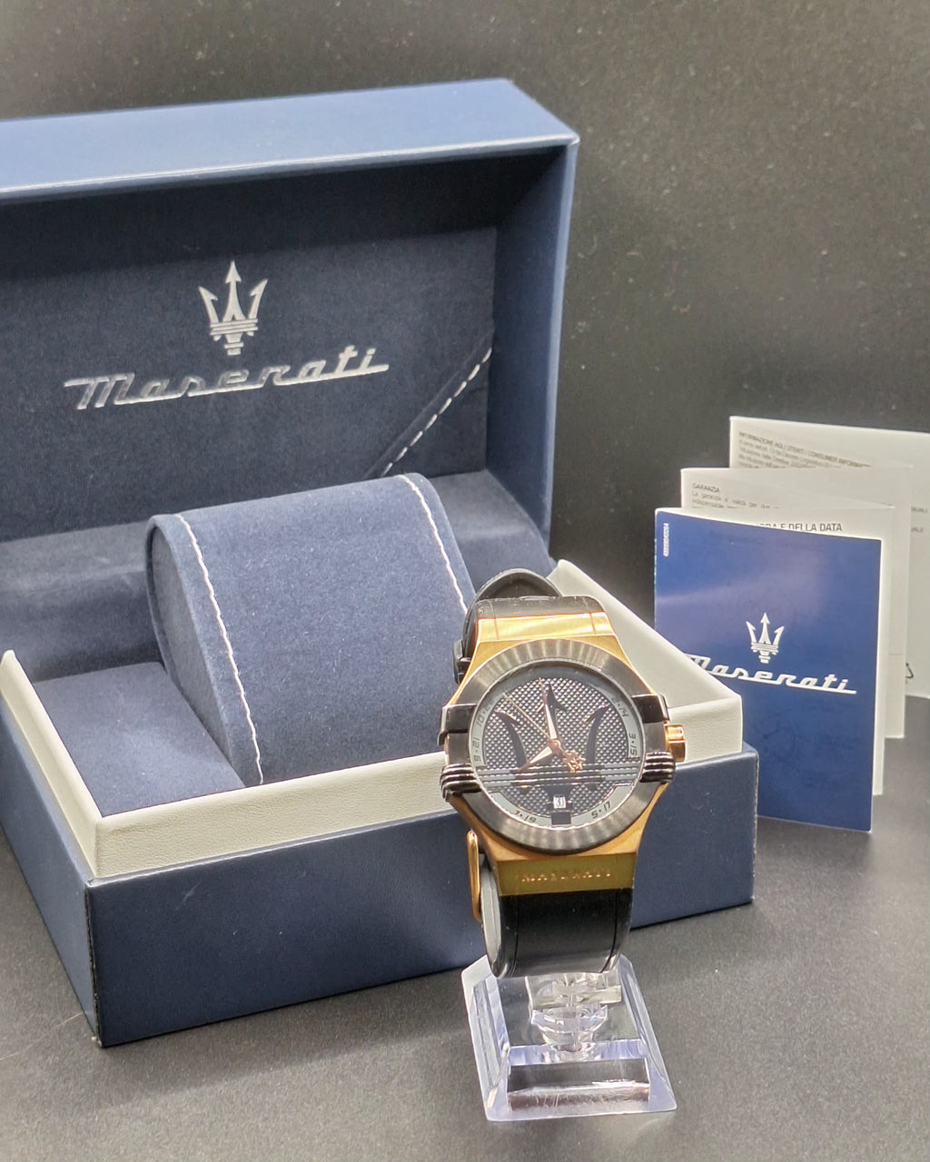 Maserati Potenza Mens Gold Watch With Black Silicone Strap - R8851108002