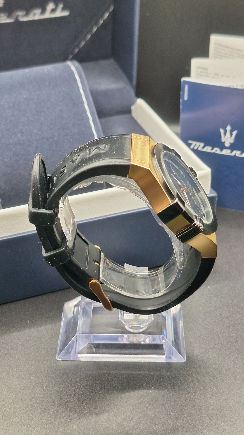 Maserati Potenza Mens Gold Watch With Black Silicone Strap - R8851108002