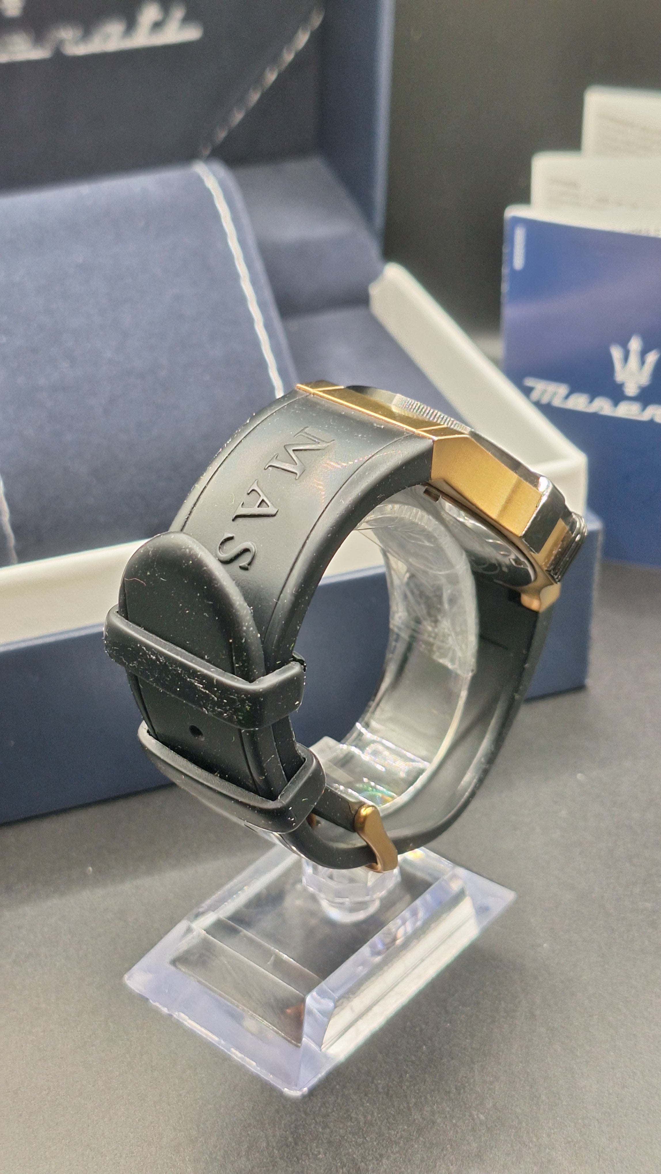 Maserati Potenza Mens Gold Watch With Black Silicone Strap - R8851108002