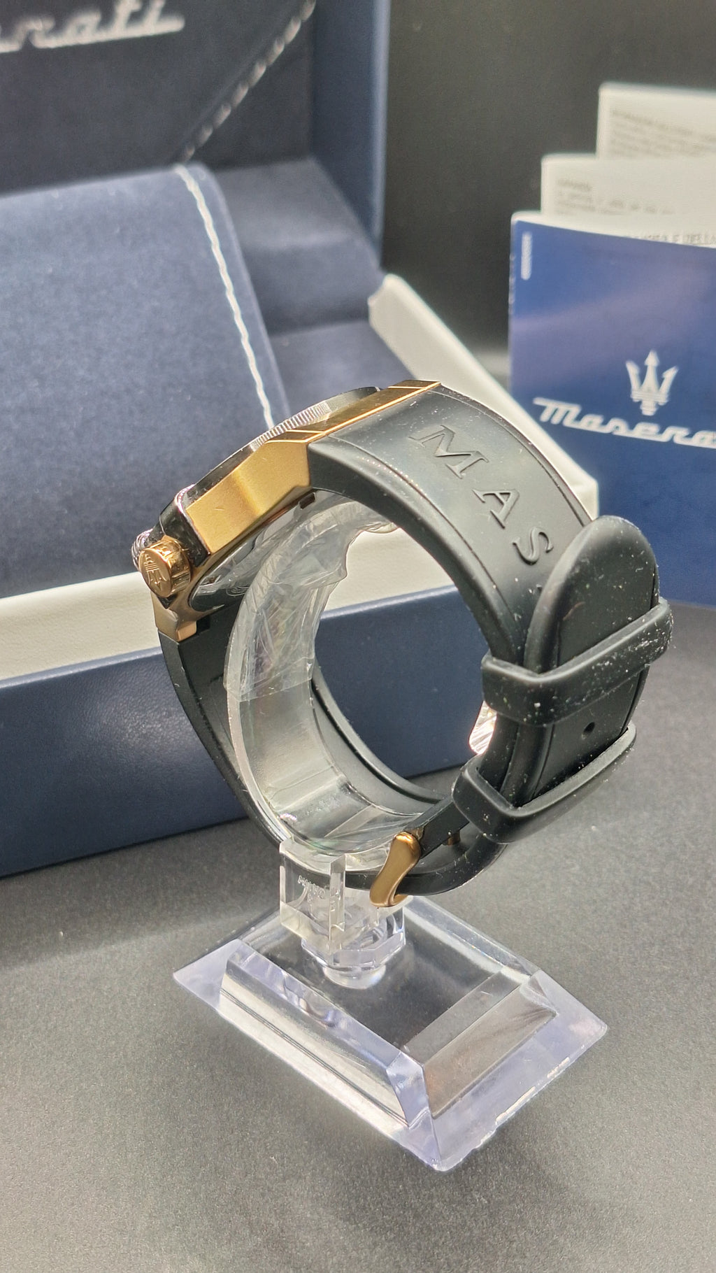 Maserati Potenza Mens Gold Watch With Black Silicone Strap - R8851108002