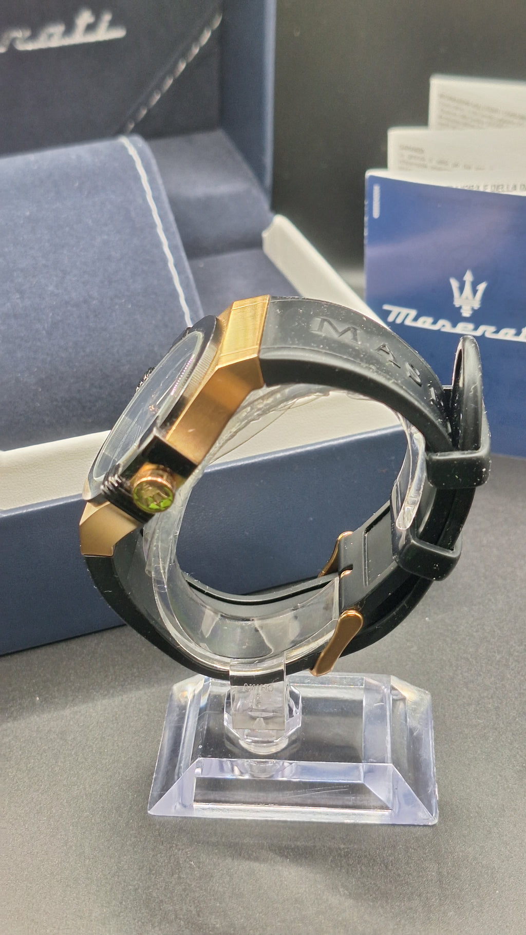 Maserati Potenza Mens Gold Watch With Black Silicone Strap - R8851108002