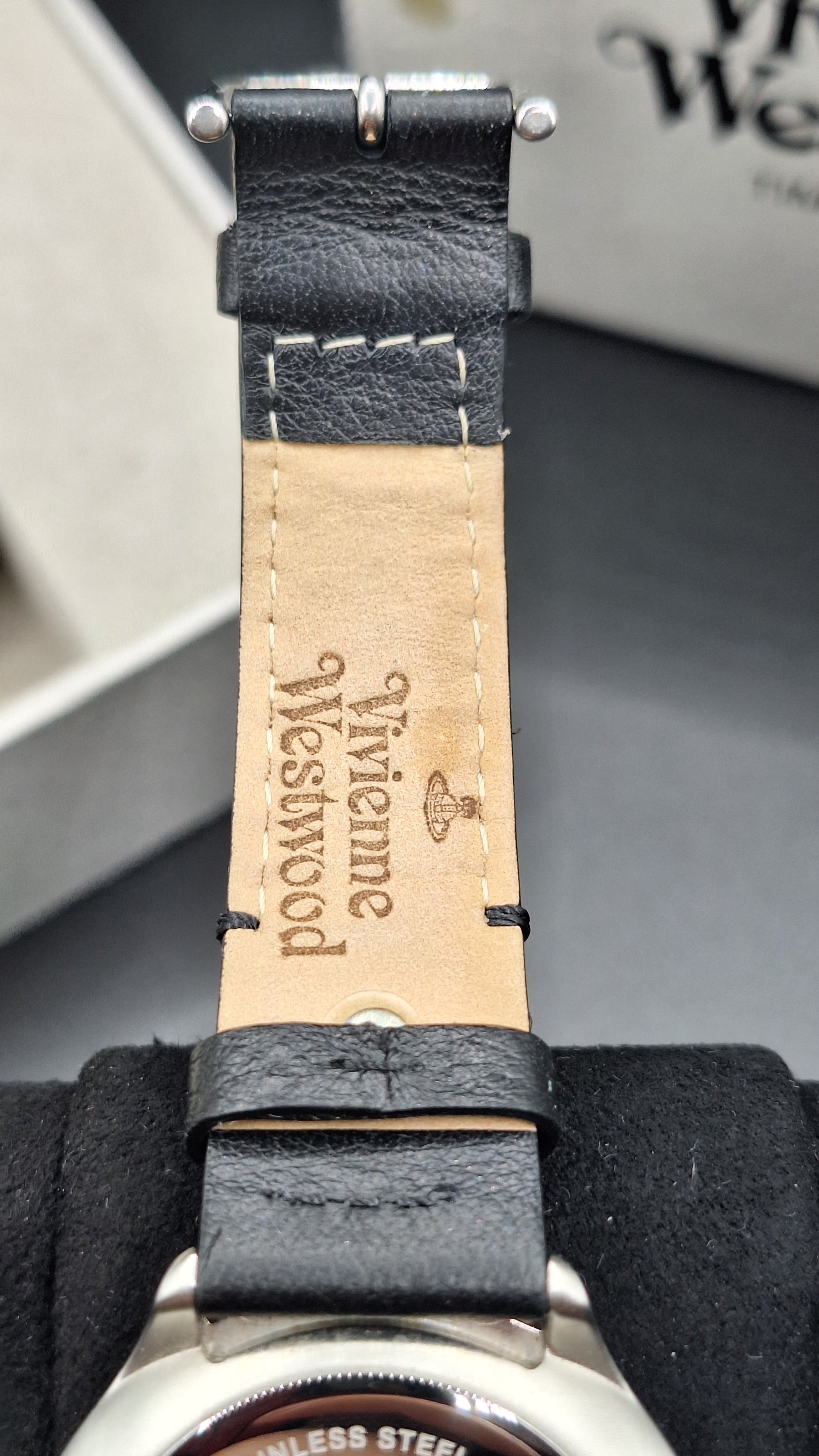 Vivienne Westwood Elcho Silver/Gold Womens Watch Black Leather Straps VV255SGBK