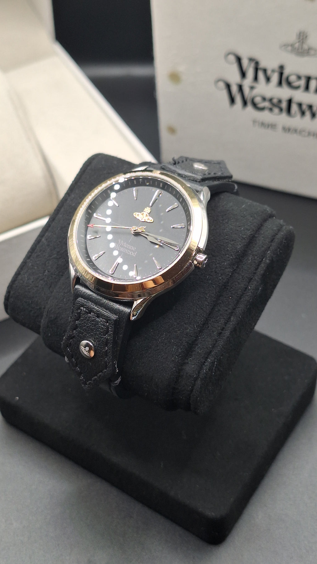 Vivienne Westwood Elcho Silver/Gold Womens Watch Black Leather Straps VV255SGBK