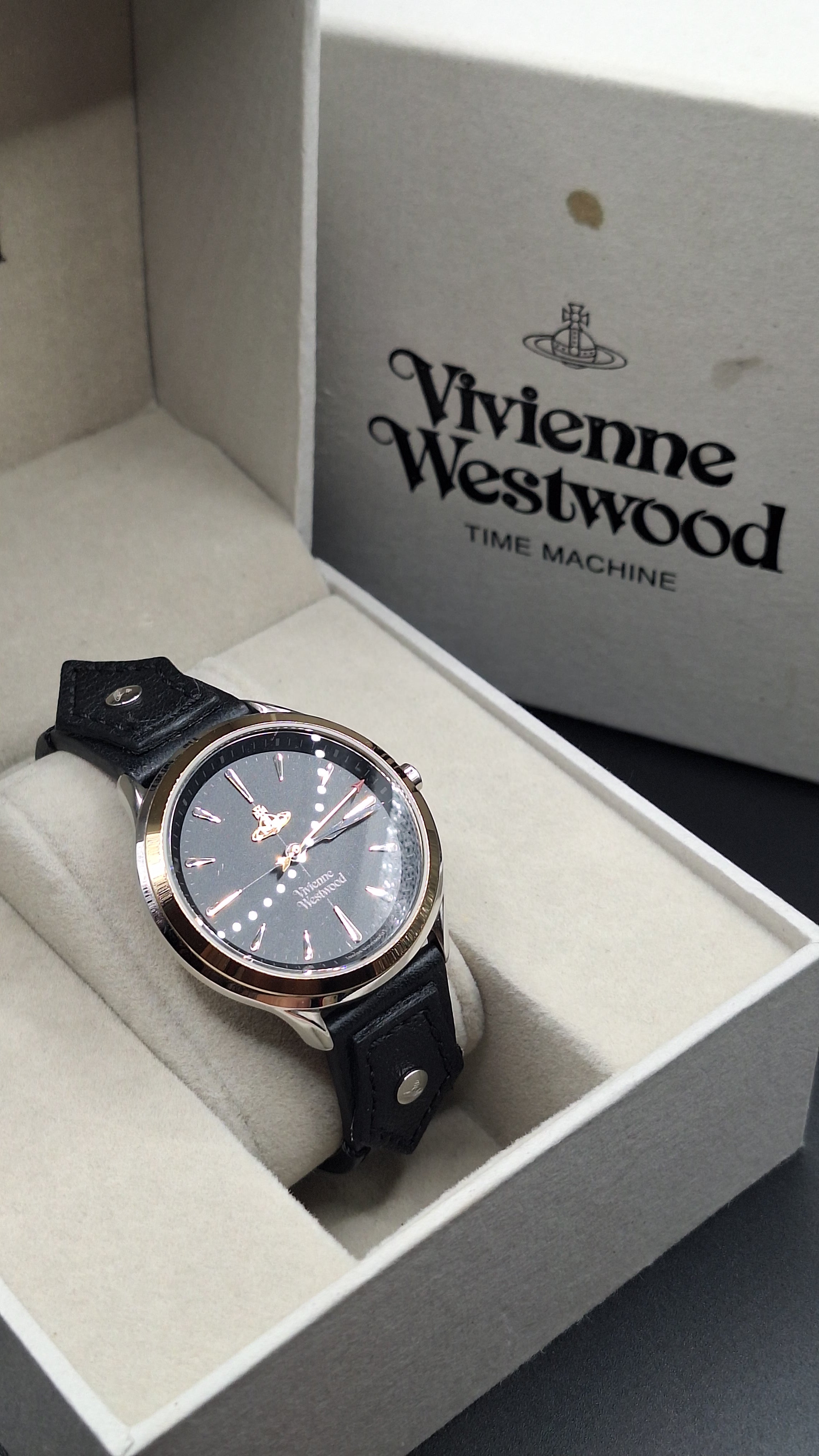 Vivienne Westwood Elcho Silver/Gold Womens Watch Black Leather Straps VV255SGBK