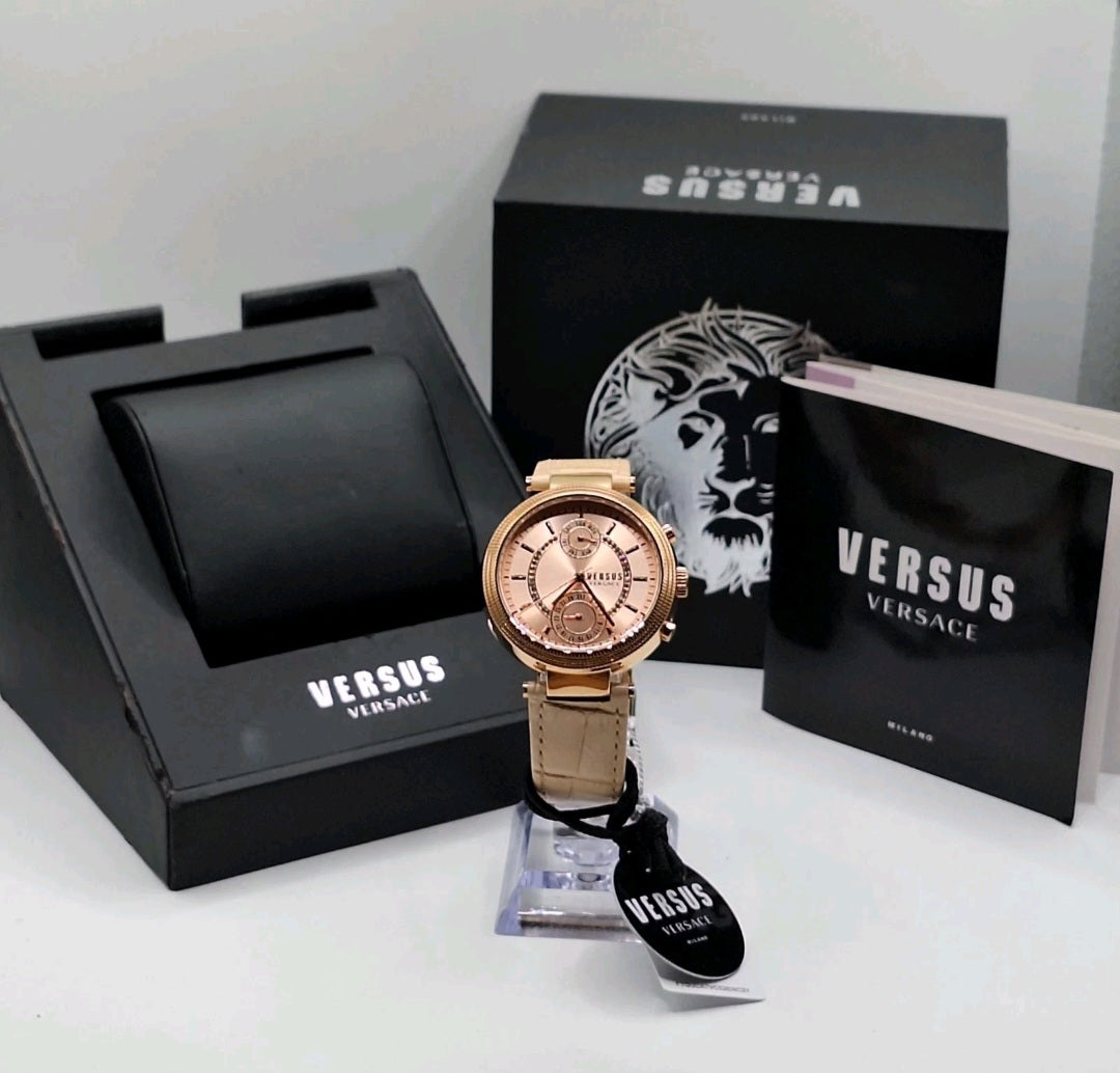 Versus Versace Star Ferry Rose Gold Watch With Swarovski Crystals - S79100017