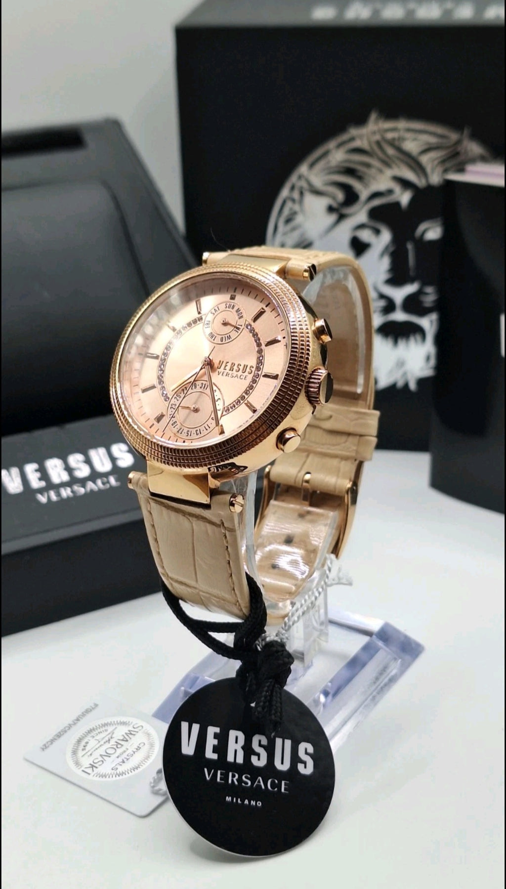 Versus Versace Star Ferry Rose Gold Watch With Swarovski Crystals - S79100017