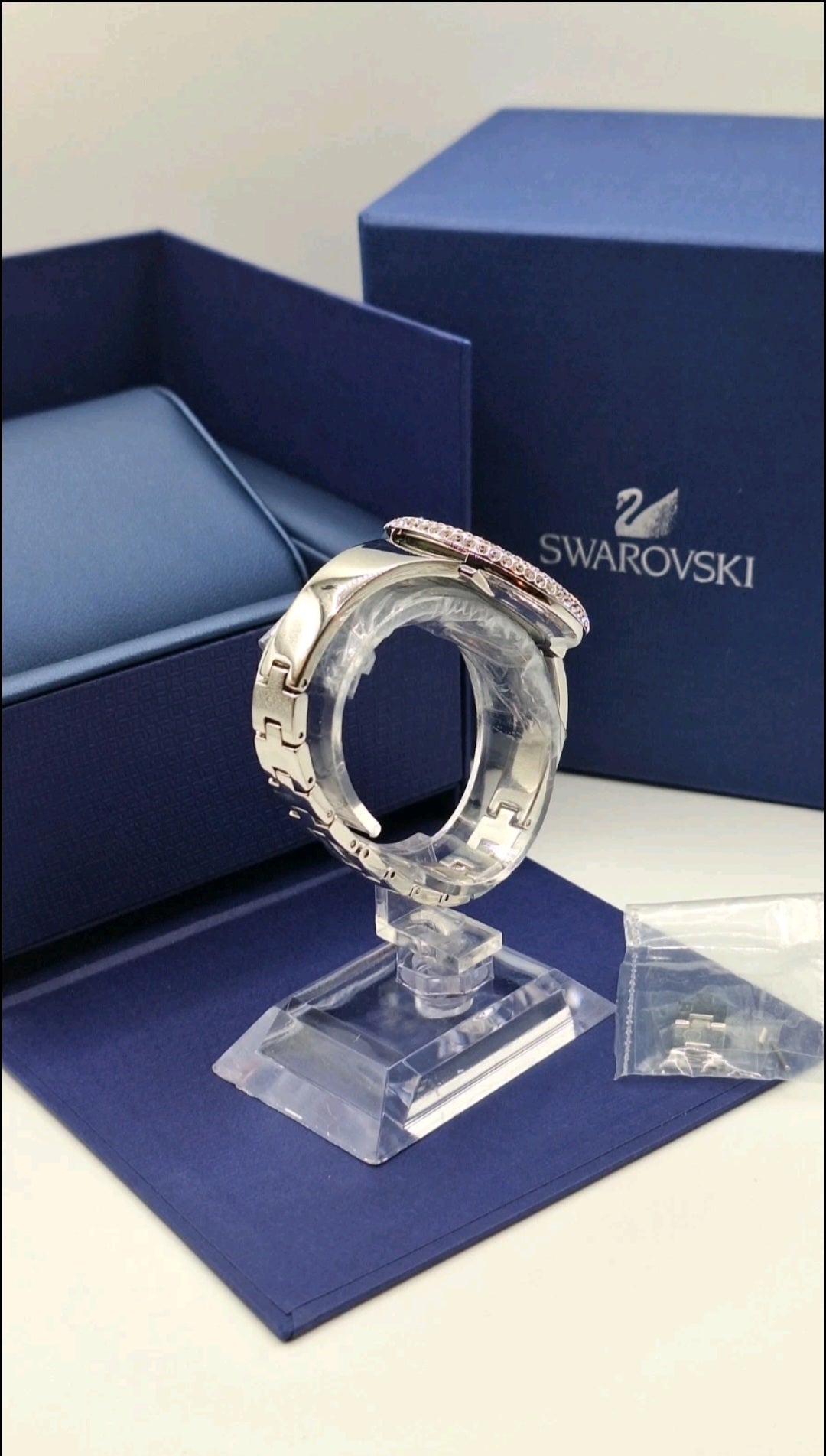 Swarovski Watch Ladies Silver Watch With Diamond Encrusted Bezel - 5483853