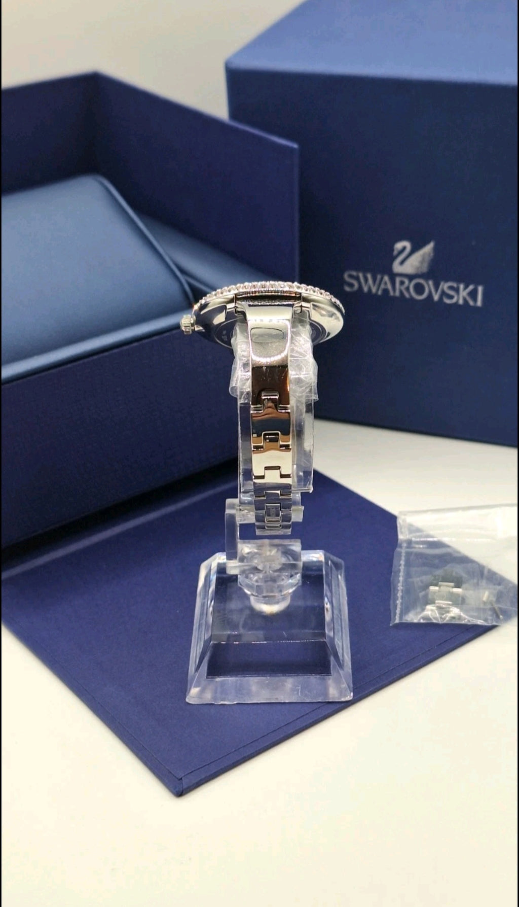Swarovski Watch Ladies Silver Watch With Diamond Encrusted Bezel - 5483853
