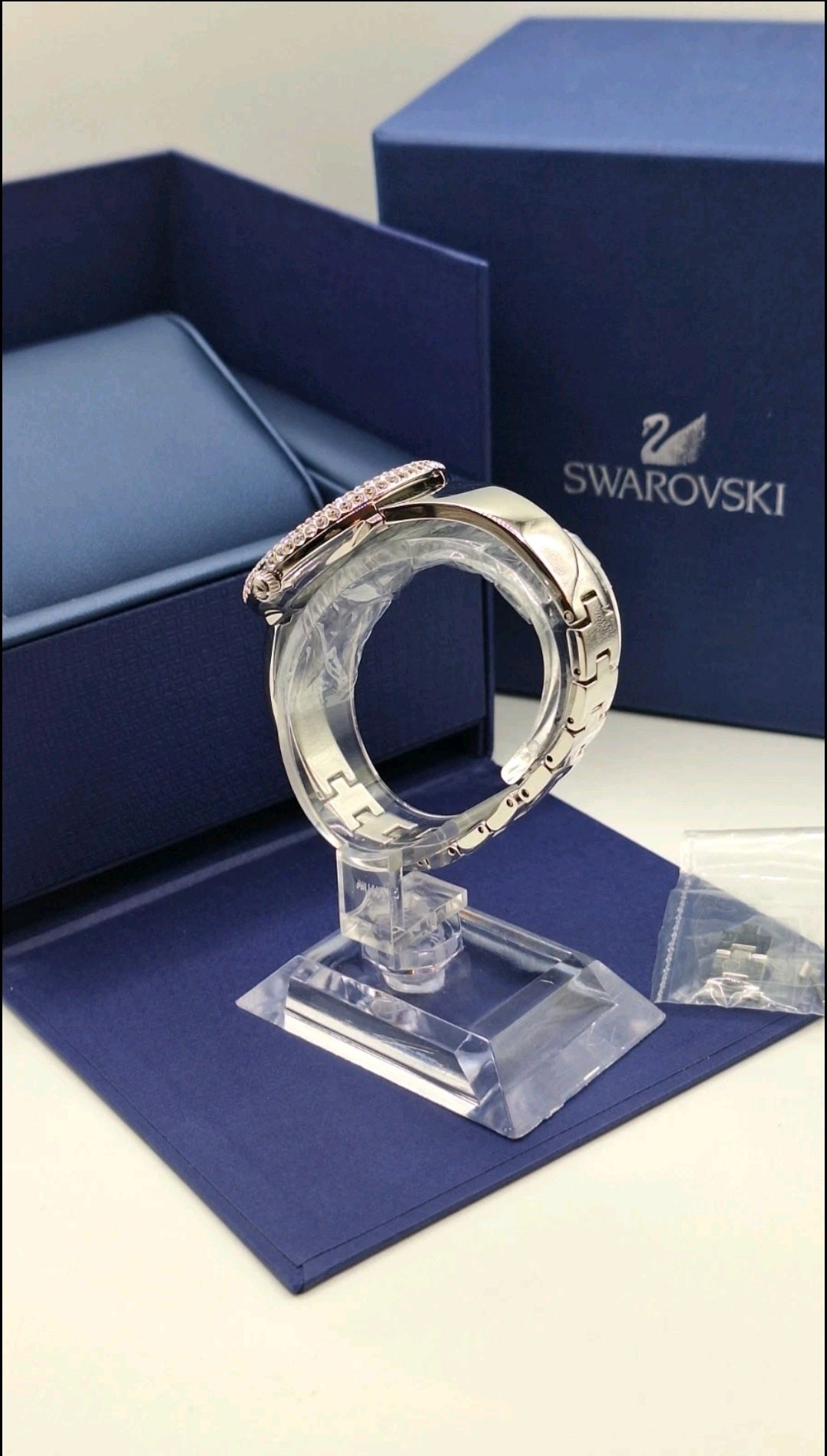 Swarovski Watch Ladies Silver Watch With Diamond Encrusted Bezel - 5483853