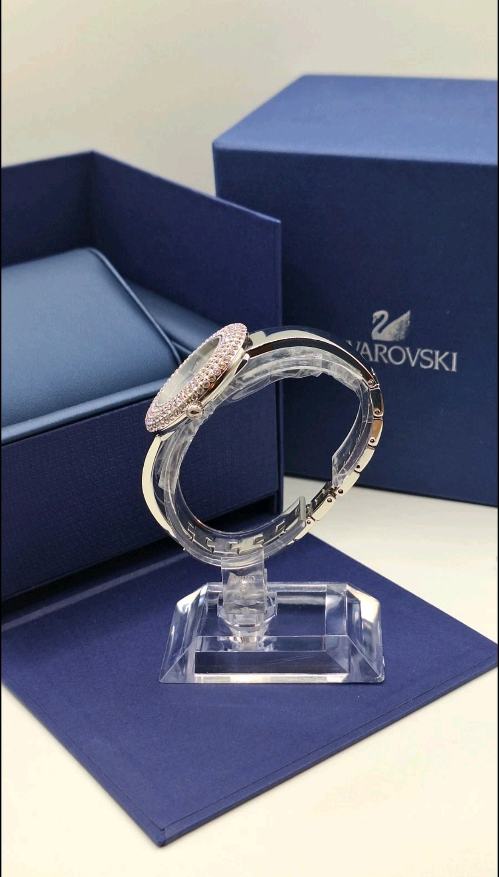 Swarovski Watch Ladies Silver Watch With Diamond Encrusted Bezel - 5483853