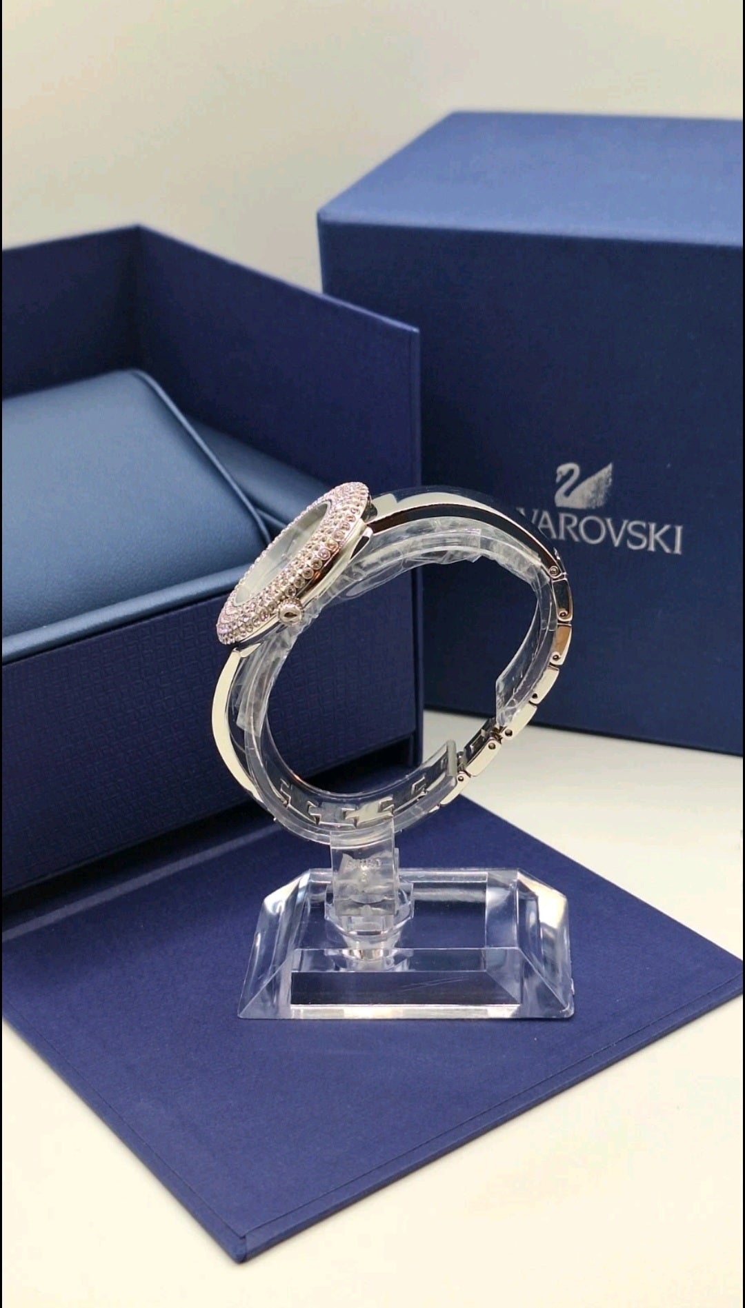 Swarovski Watch Ladies Silver Watch With Diamond Encrusted Bezel - 5483853