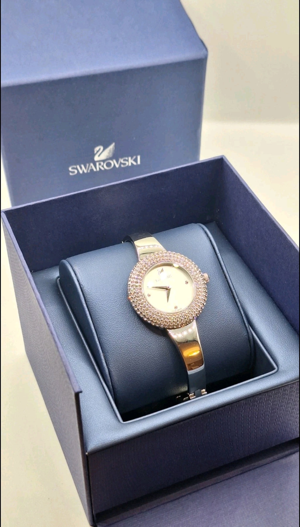 Swarovski Watch Ladies Silver Watch With Diamond Encrusted Bezel - 5483853