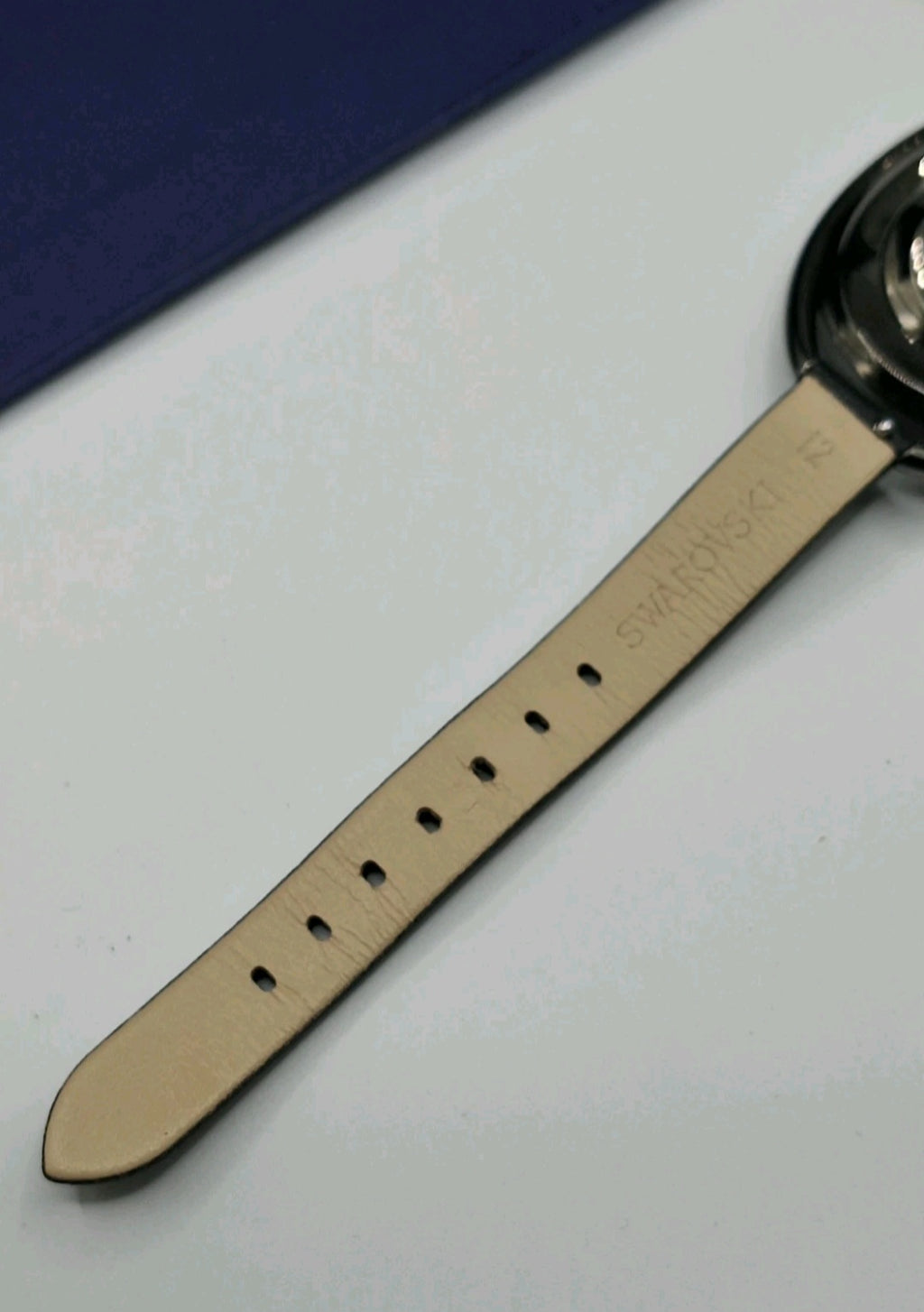 Swarovski Crystalline Oval Gun Metal Black Watch - 5158517-  Leather Wristband