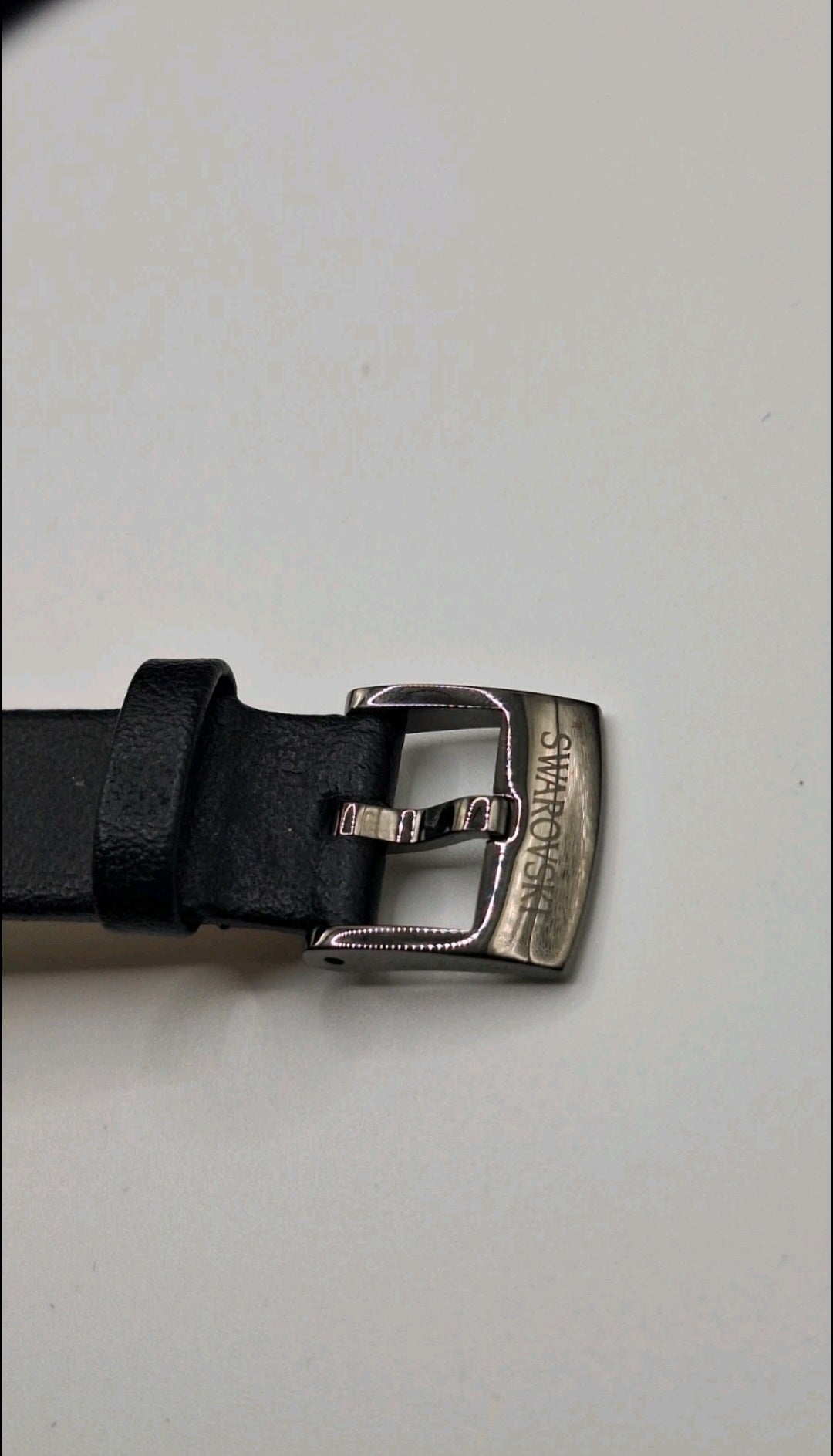 Swarovski Crystalline Oval Gun Metal Black Watch - 5158517-  Leather Wristband